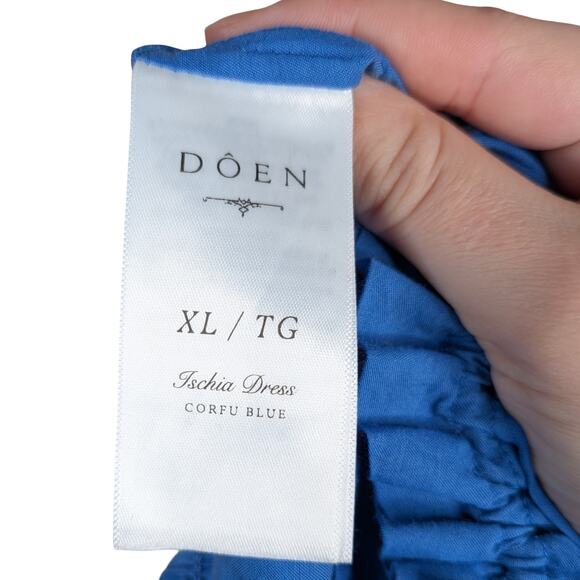 NWT Doen $358 Ischia Corfu Blue Shirred Milkmaid Cottagecore Midi Dress SZ XL - Picture 13 of 14